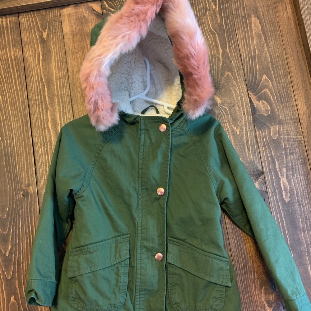4T Old Navy toddler faux fur trim twill parka